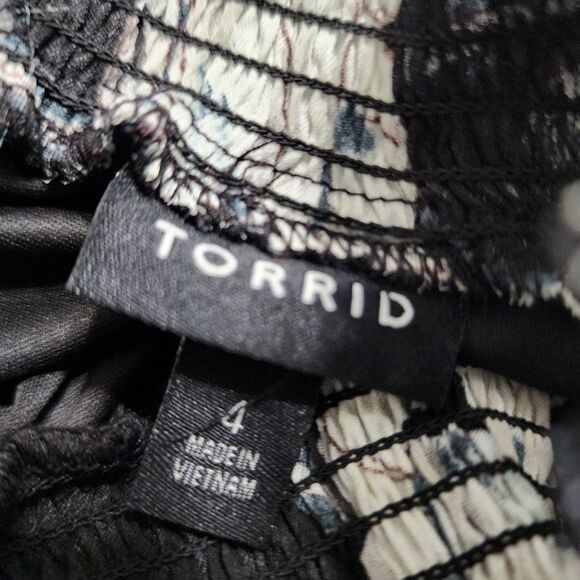 Torrid Midi Dress 4X Black White Floral Sleeveless High Neck A-line - Picture 8 of 9